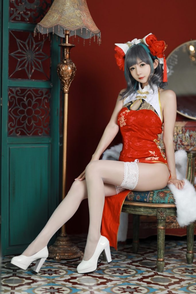 51酱 – NO.18 碧蓝航线-柴郡新春旗袍[12P-54MB]-蜜桃啵啵